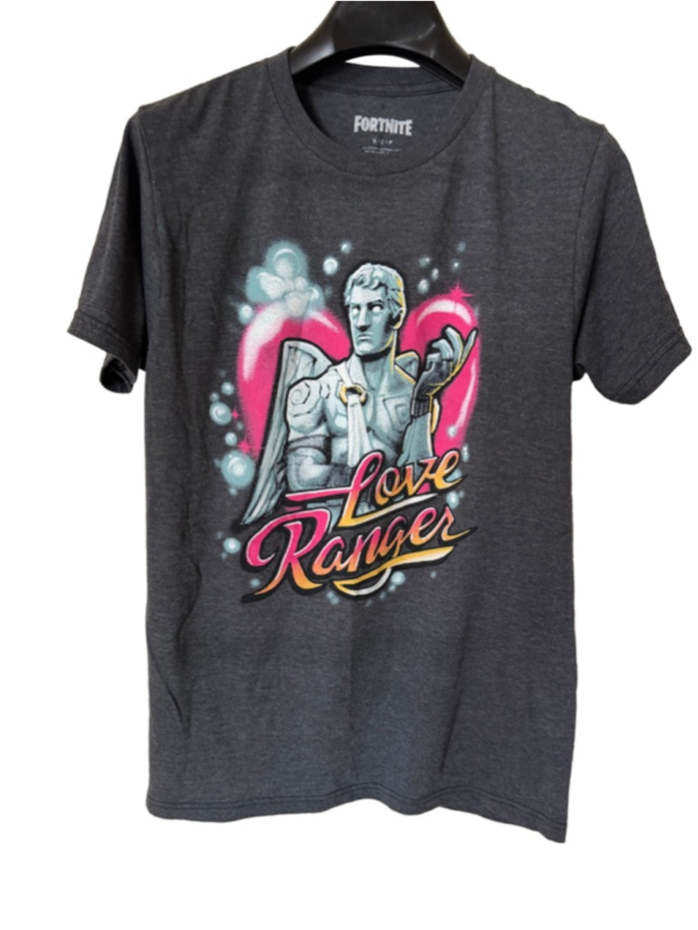 Fortnite Men’s Love Ranger Gray Graphic Short Sleeve Shirt Sz S